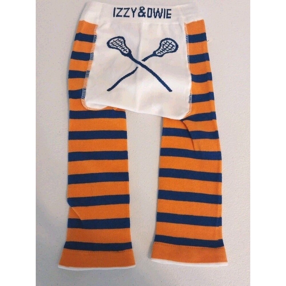 Izzy & Owie NWT Baby Boy Knit Leggings 6–12M Orange Blue Lacrosse